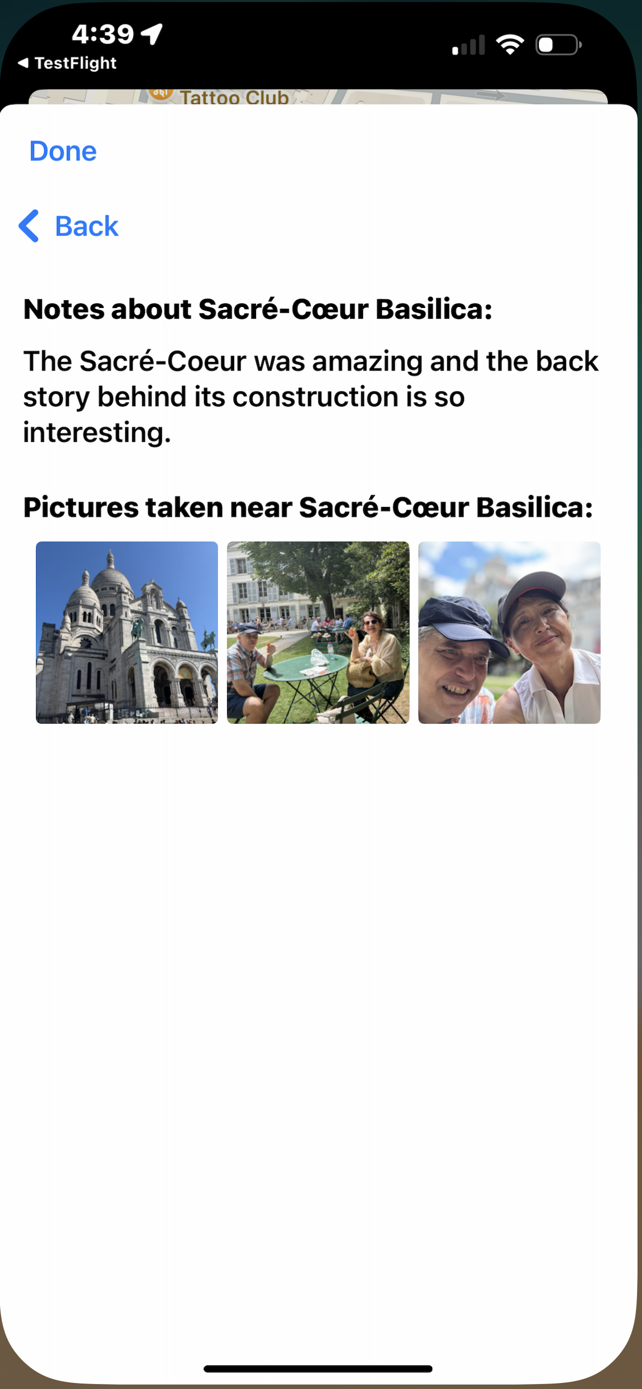 Travel Sage location details with notes and photos