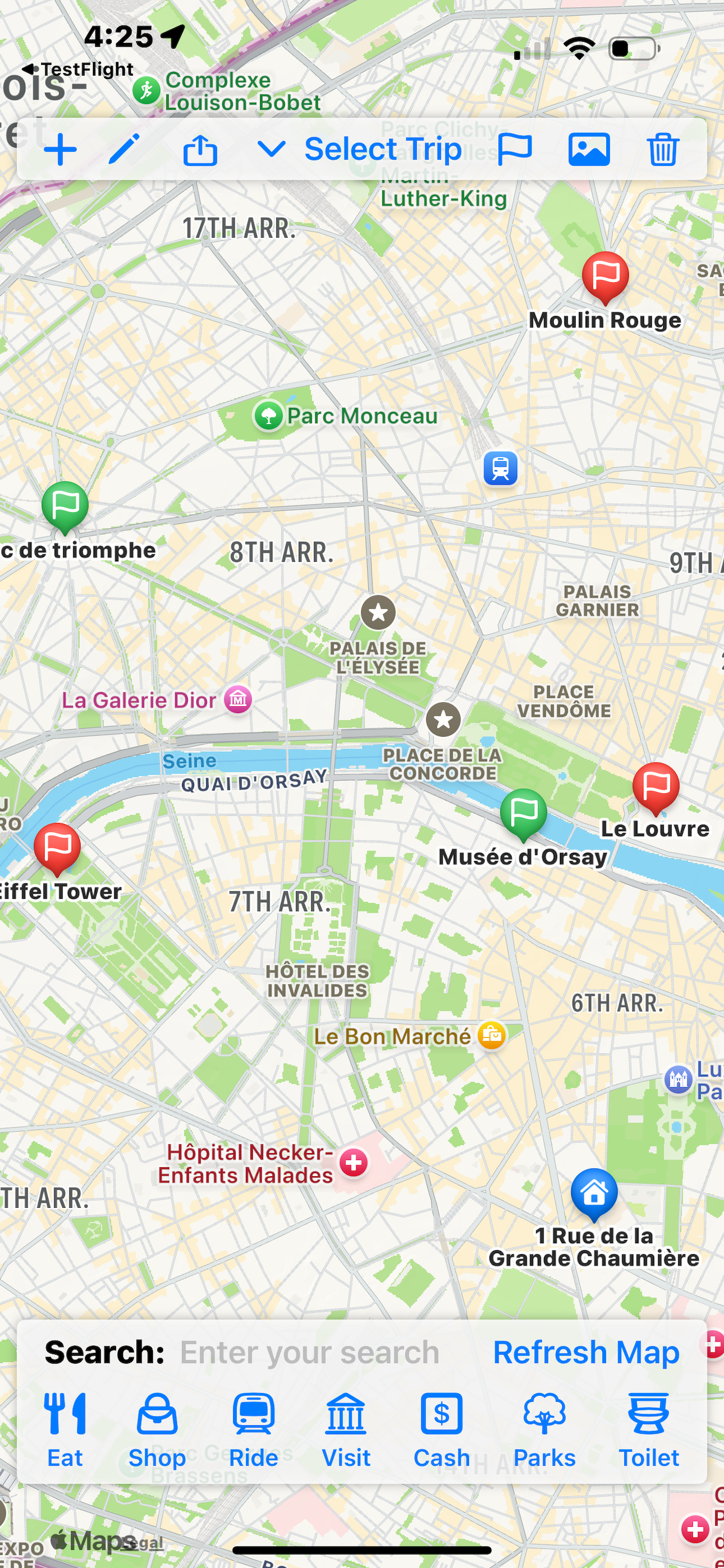 Travel Sage screenshot showing trip overview and locations